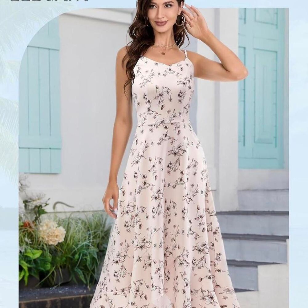 Unbranded Women's Pink and Cream Dress
